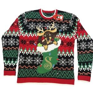 NEW Blizzard Bay Size M Ugly‎ Christmas Sweater Dachshund Wiener dog Stocking